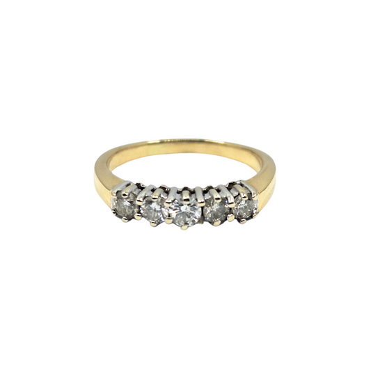 18ct Yellow Gold 5 Stone Diamond Eternity Ring