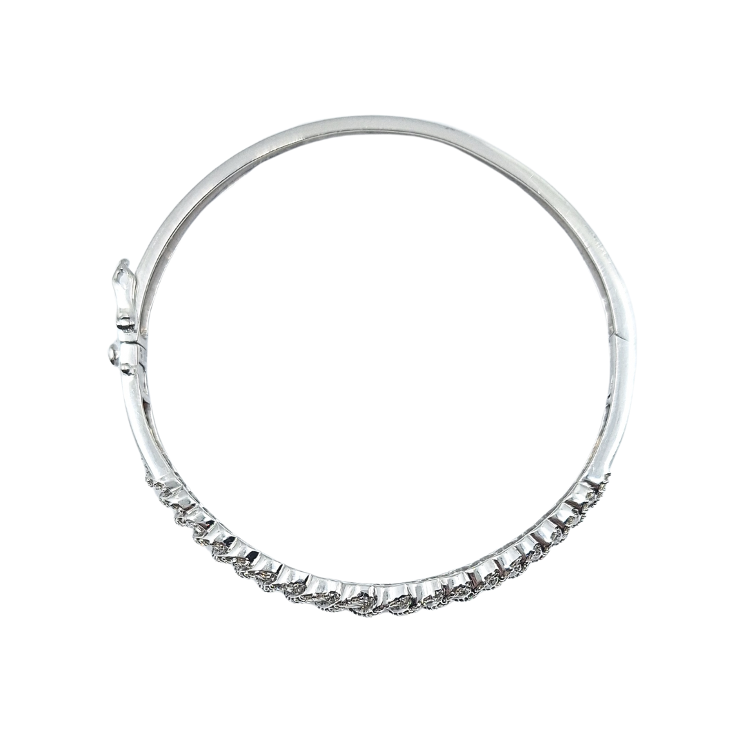 9ct White Gold Diamond Cluster Bangle 3ct