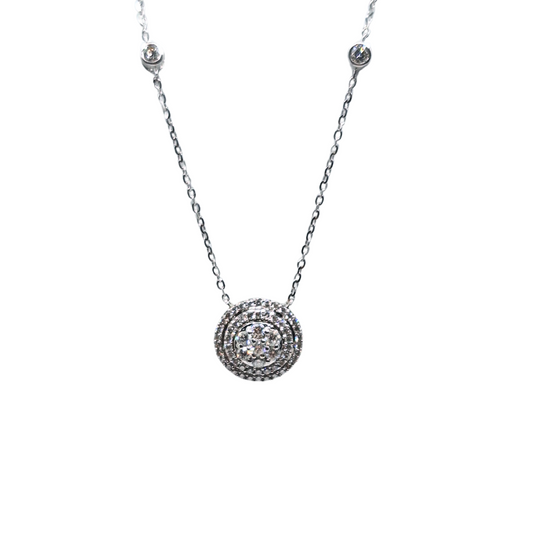 18ct White Gold Diamond Cluster Necklace 0.56ct