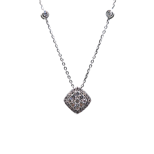 18ct White Gold Diamond Cluster Necklace 0.58ct