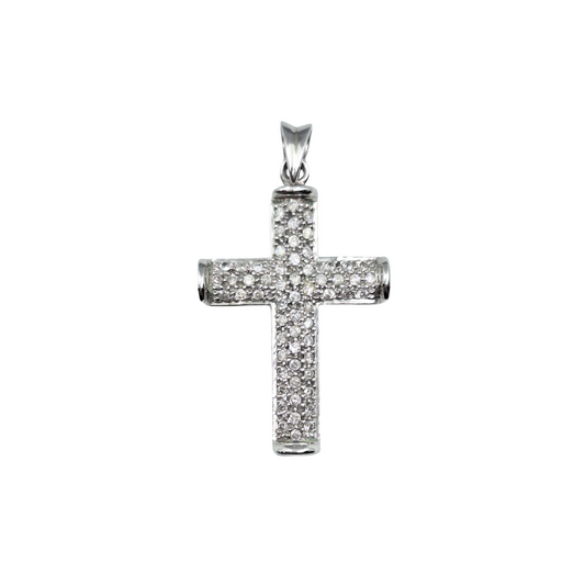 9ct White Gold Diamond Cross