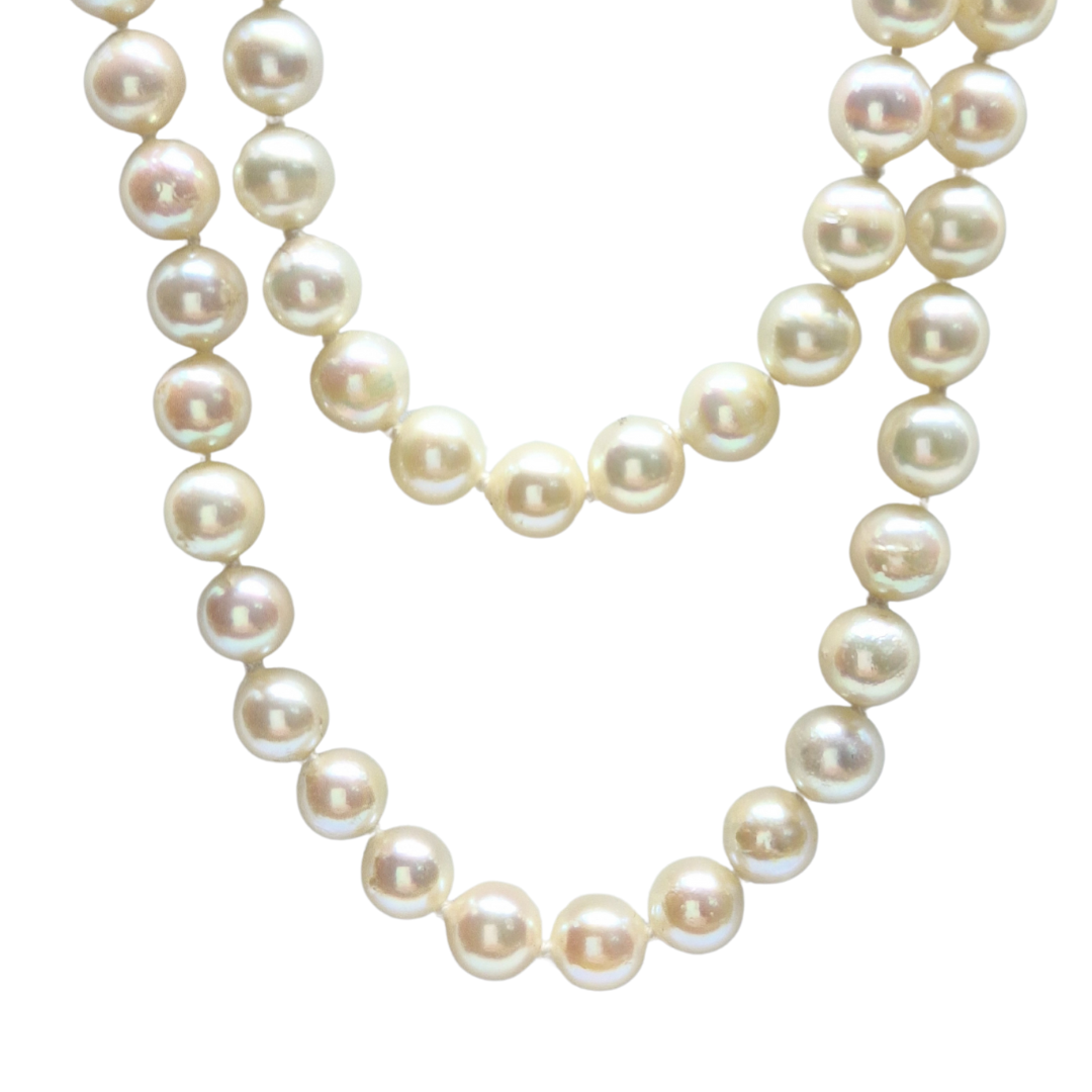 Silver 2 Row Pearl Necklace 17"