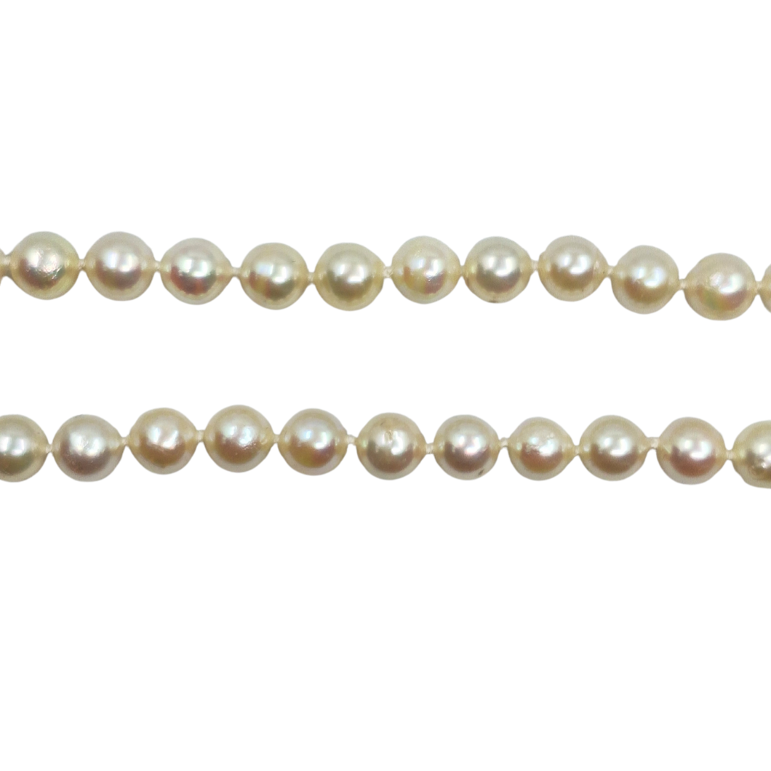 Silver 2 Row Pearl Necklace 17"