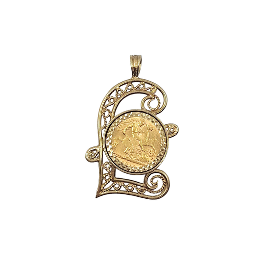 Half Sovereign Pound Sign Pendant 1914