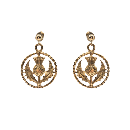 9ct Yellow Gold Thistle Drop Earrings