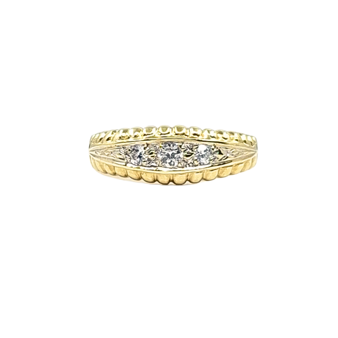 9ct Yellow Gold Three Stone CZ Ring