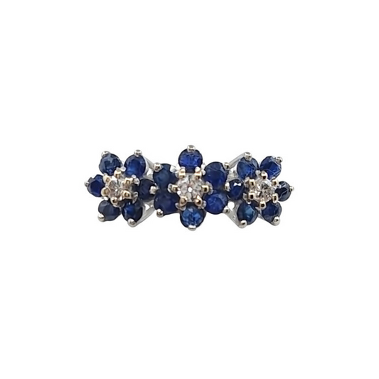 18ct White Gold Sapphire Flower Cluster Ring