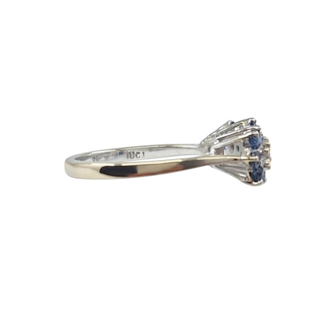 18ct White Gold Sapphire Flower Cluster Ring