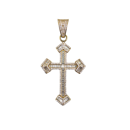 9ct Yellow Gold Cubic Zirconia Cross Pendant