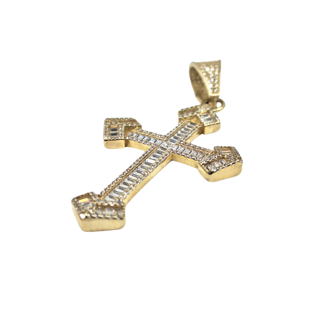 9ct Yellow Gold Cubic Zirconia Cross Pendant