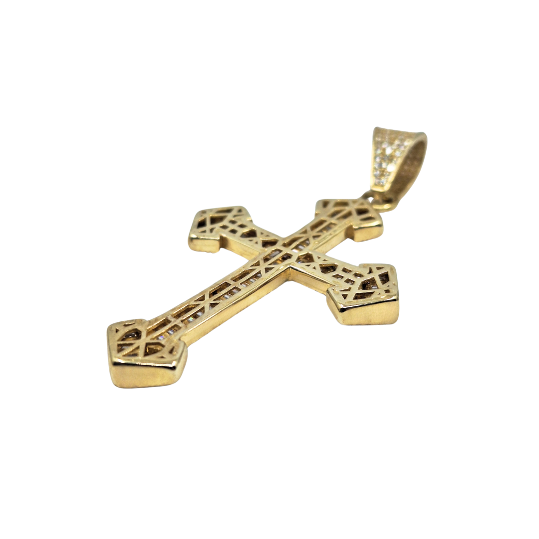 9ct Yellow Gold Cubic Zirconia Cross Pendant