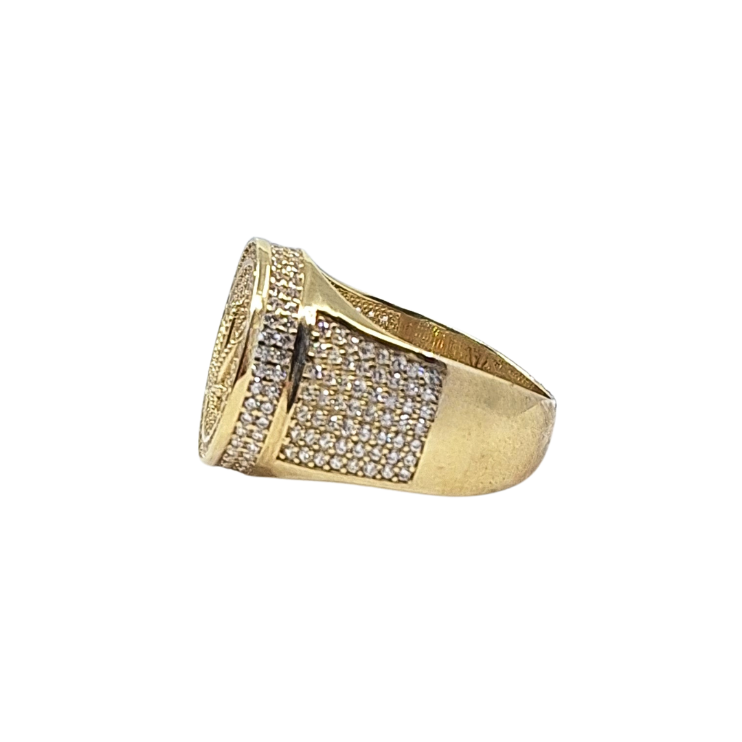 9ct Yellow Gold Leaf CZ Ring