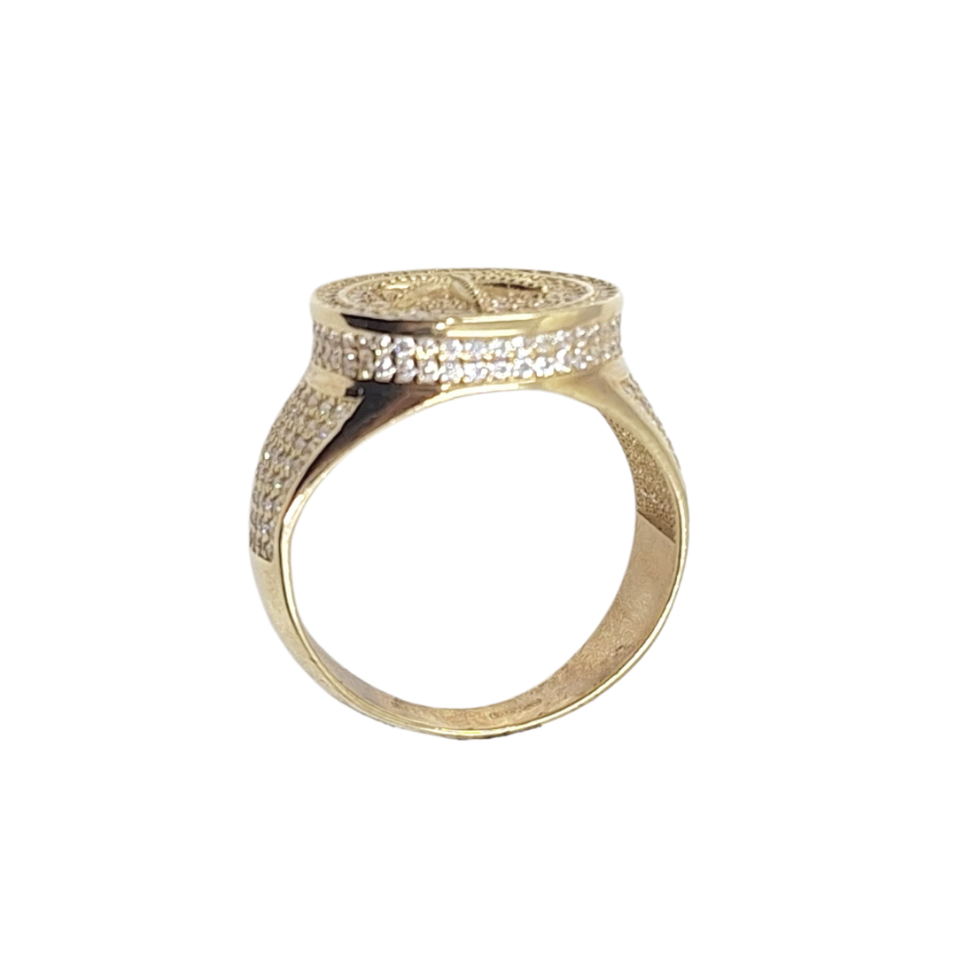 9ct Yellow Gold Leaf CZ Ring