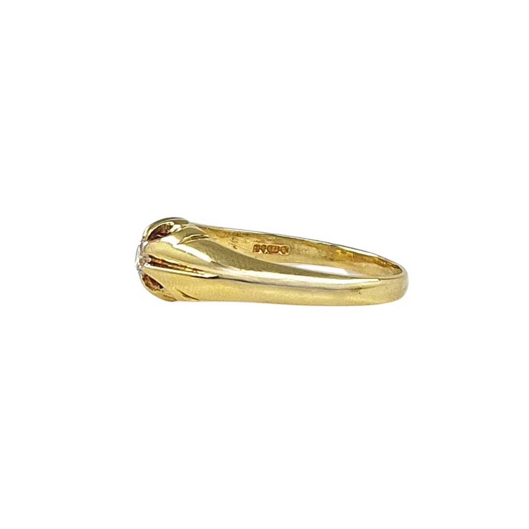 18ct Yellow Gold Gypsy Diamond Set Signet Ring