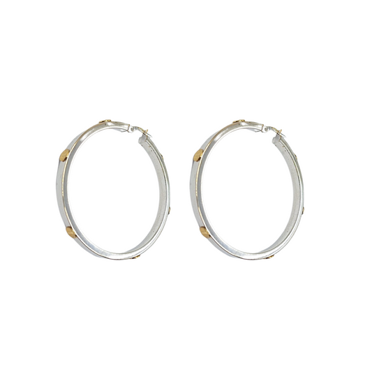 9ct White Gold Screw Hoop Creole Earrings