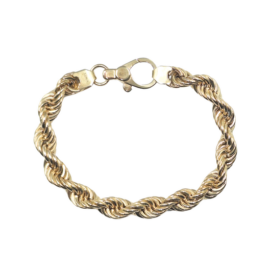 9ct Yellow Gold Solid Rope Bracelet 9.3"