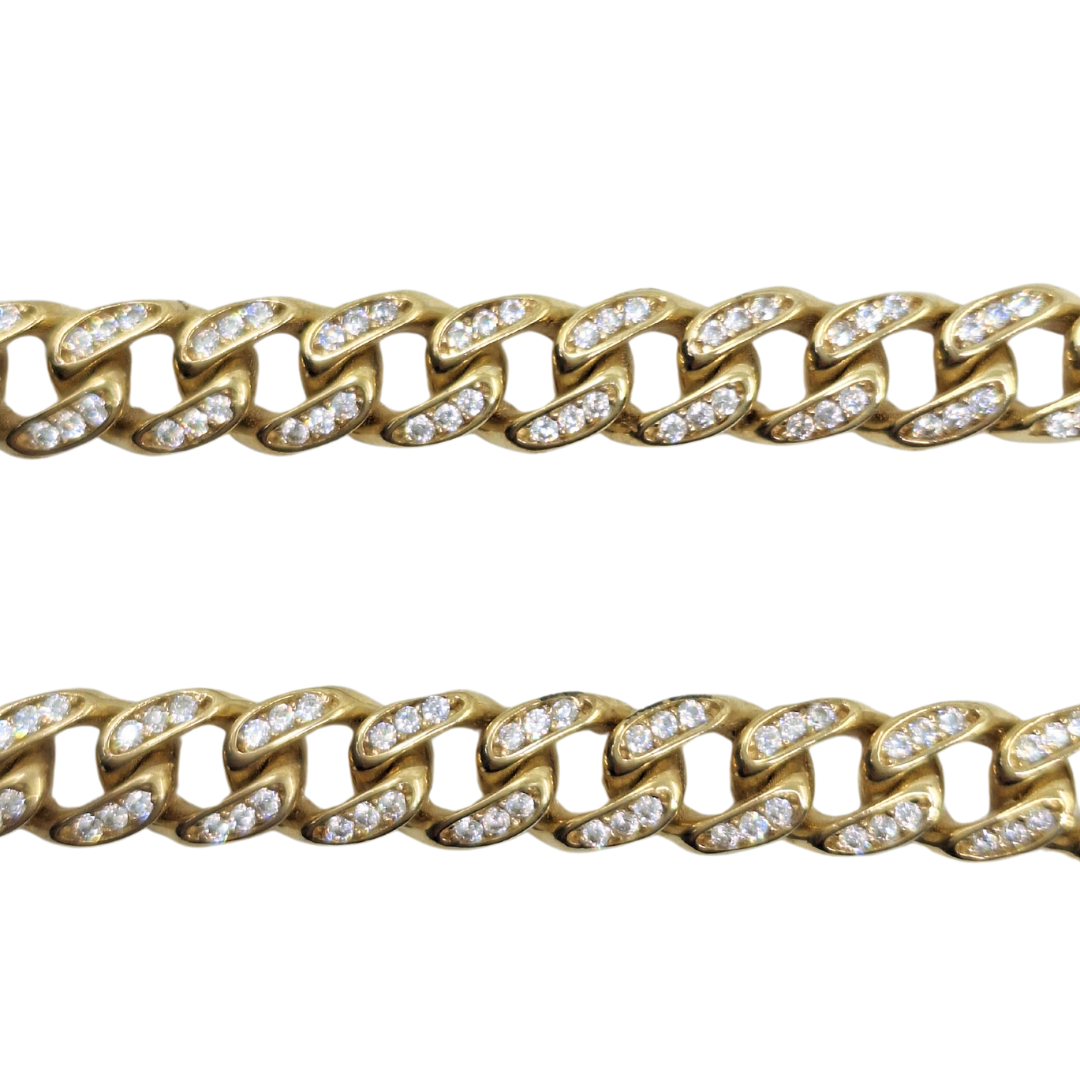 9ct Yellow Gold Cubic Zirconia Set Curb Chain 24"