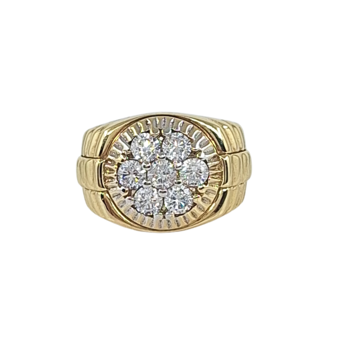 9ct Yellow Gold Gents CZ Ring