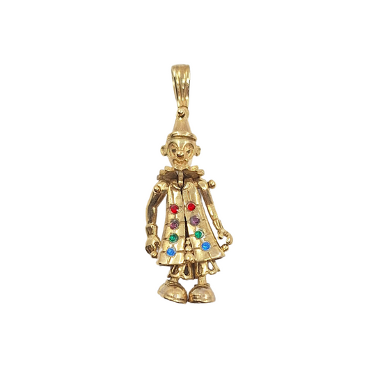 9ct Yellow Gold Cubic Zirconia Clown Pendant