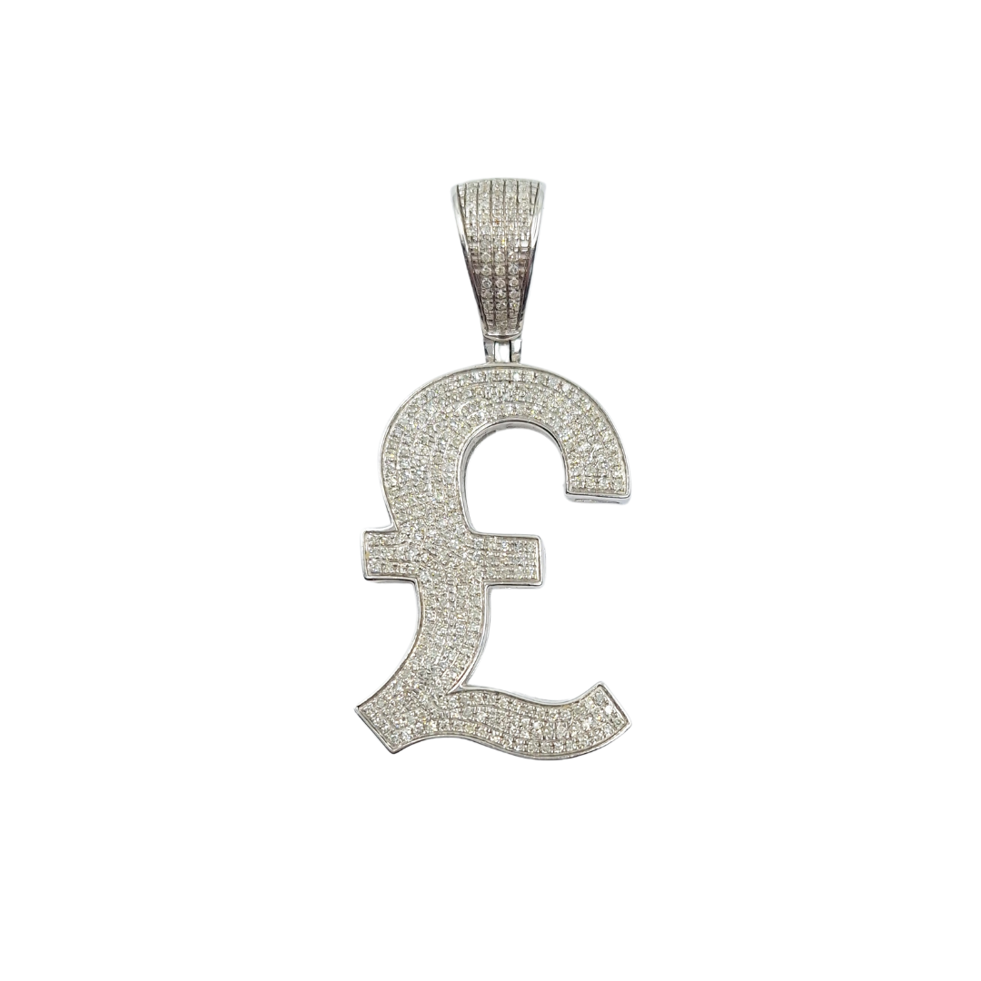 9ct White gold Diamond £ Sign Pendant