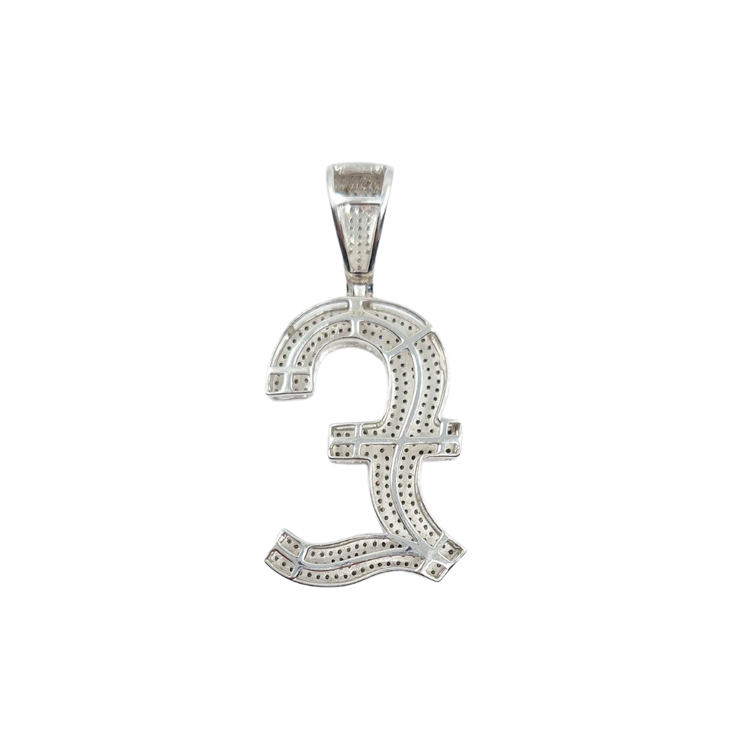 9ct White gold Diamond £ Sign Pendant