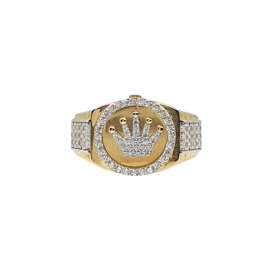9ct Yellow Gold CZ Rolex Style Ring