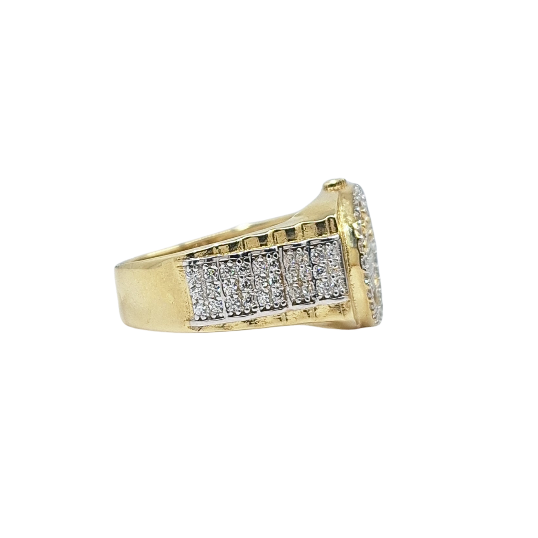 9ct Yellow Gold CZ Rolex Style Ring