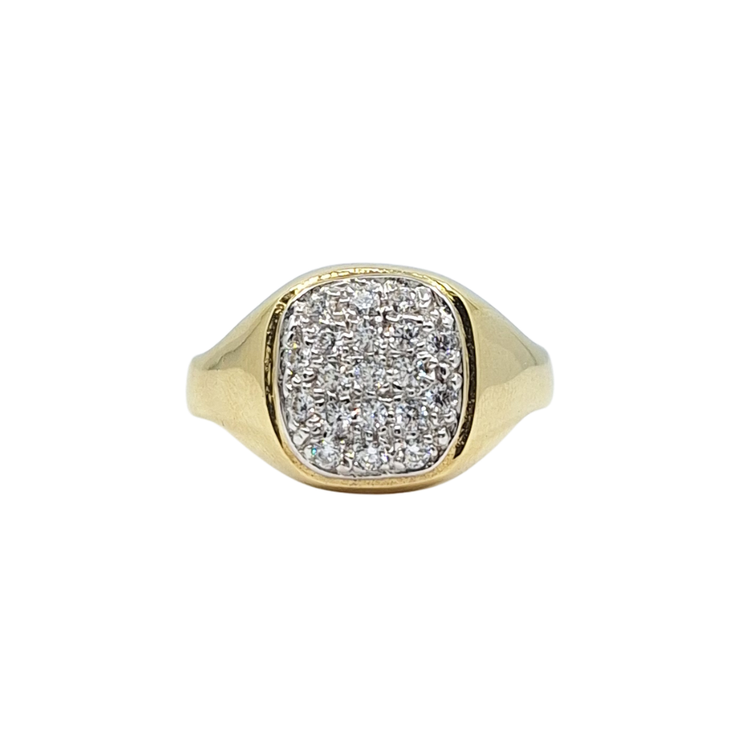 9ct Yellow Gold CZ Signet Ring