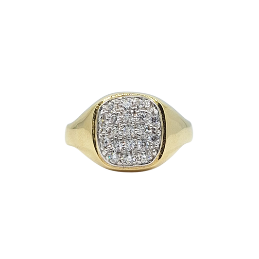 9ct Yellow Gold CZ Signet Ring