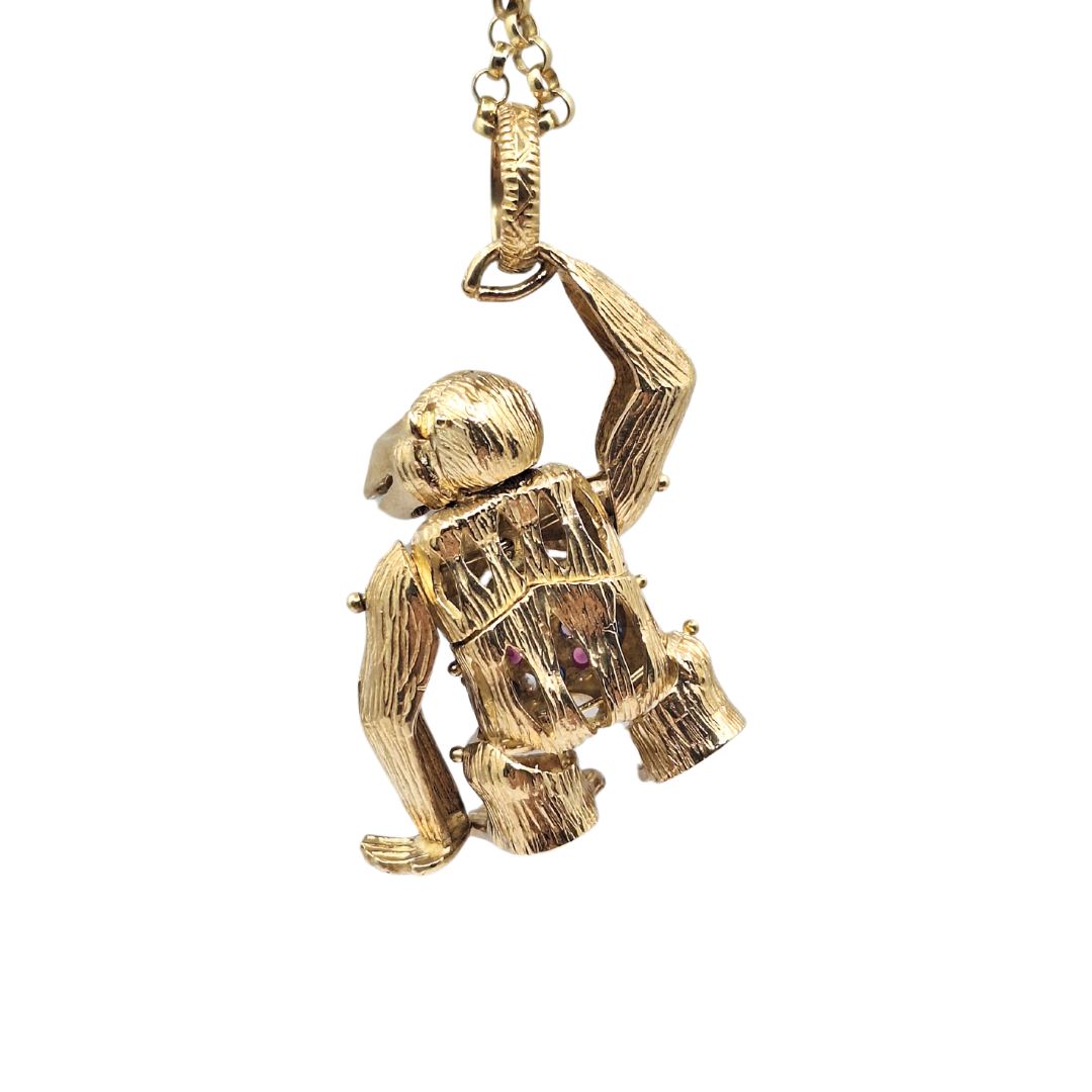 9ct Yellow Gold Cubic Zirconia Orangutan Pendant