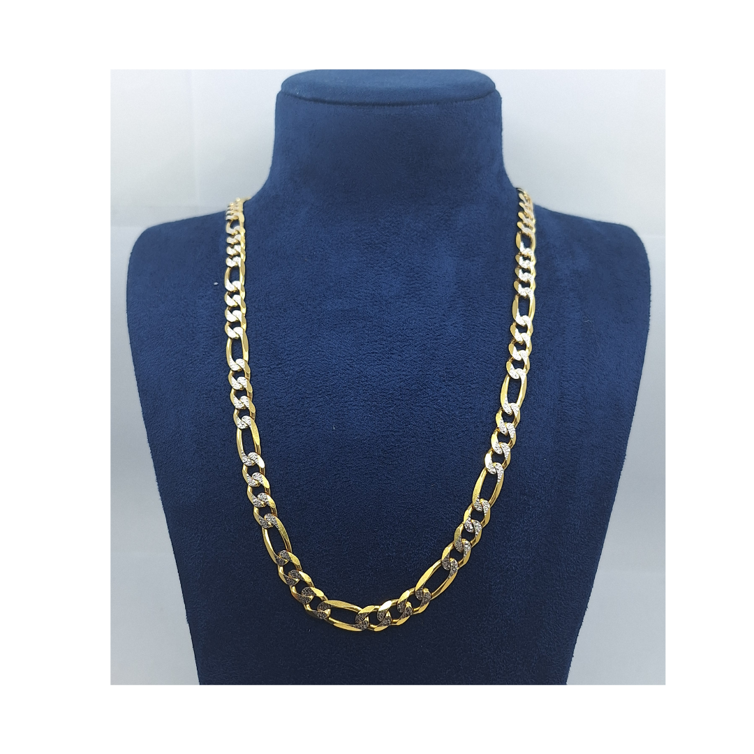 9ct Two Colour Gold Figaro Chain 24"