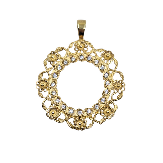 9ct Yellow Gold Cubic Zirconia Full Sovereign Pendant Mount