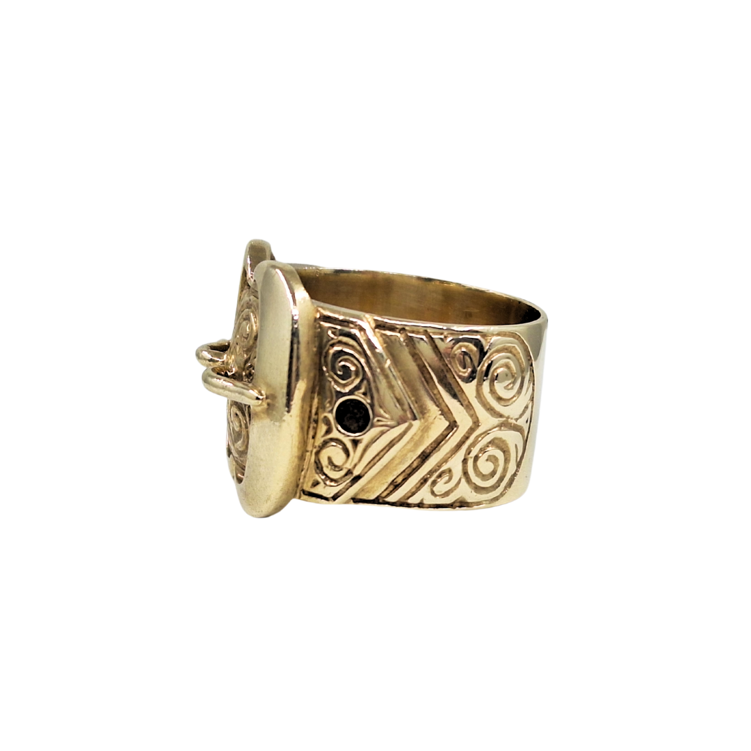 9ct Yellow Gold Double Buckle Ring