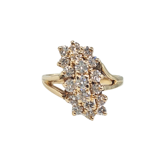 14ct Yellow Gold Diamond Fancy Cluster Ring 0.99ct