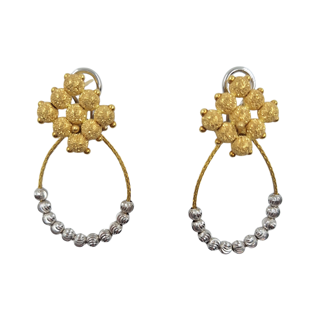 18ct Yellow And White Gold Necklet And Earrings Set