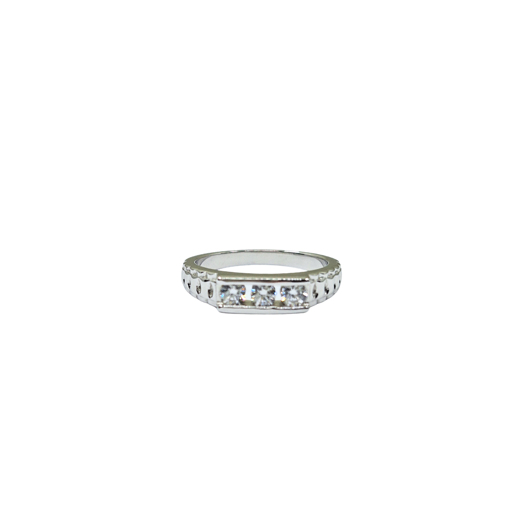 Silver Baby Cubic Zirconia Rolex Style Ring