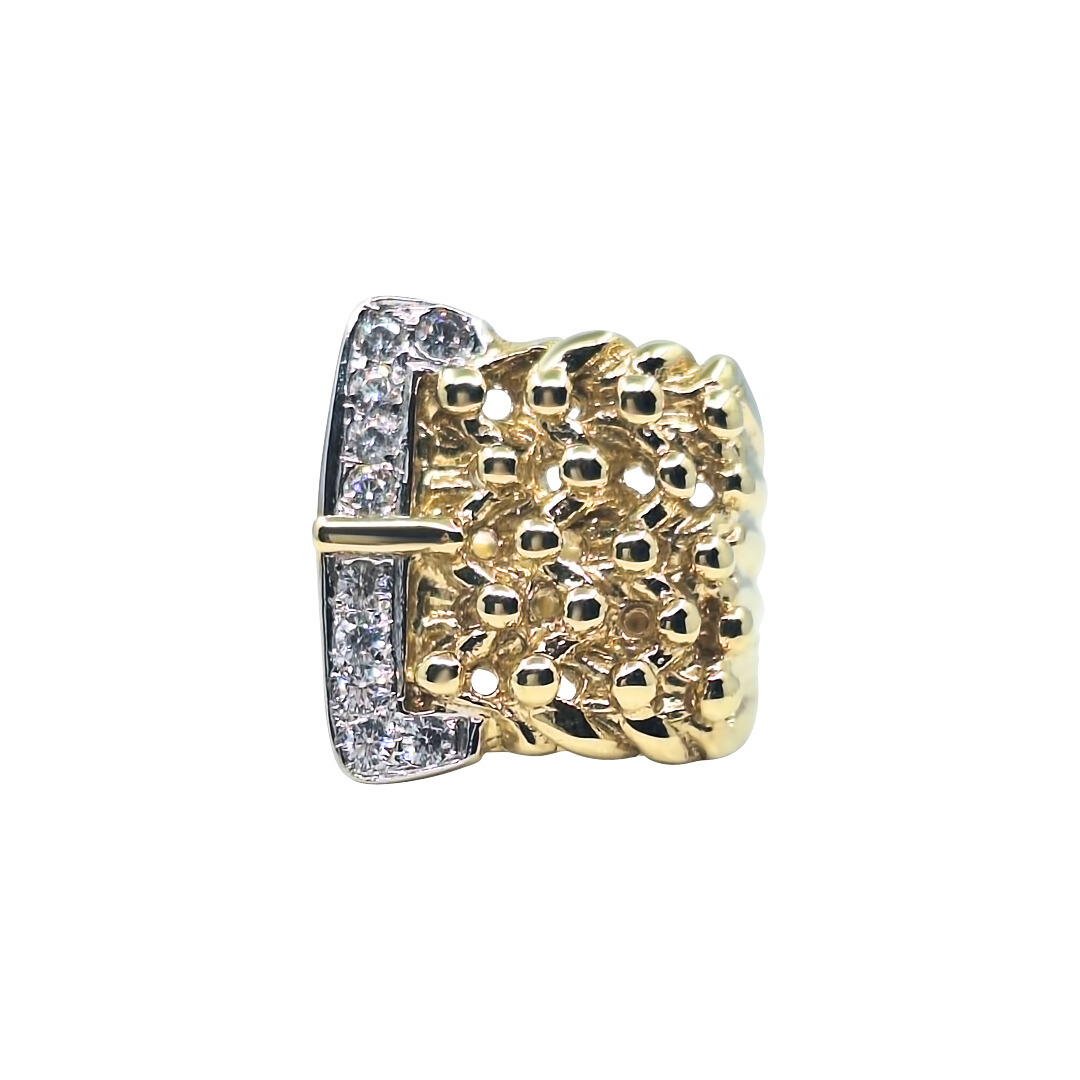 9ct Yellow Gold CZ Keeper Buckle Ring