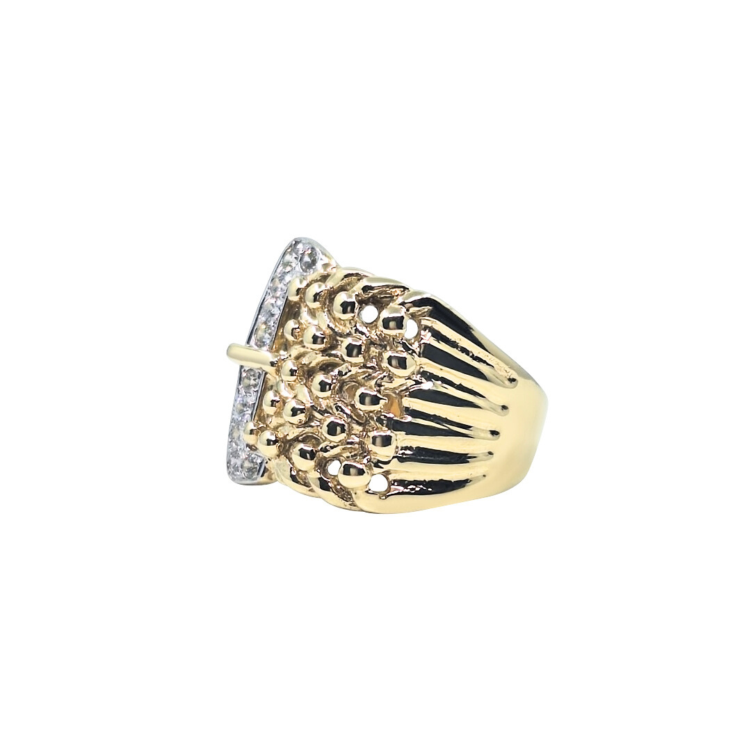 9ct Yellow Gold CZ Keeper Buckle Ring
