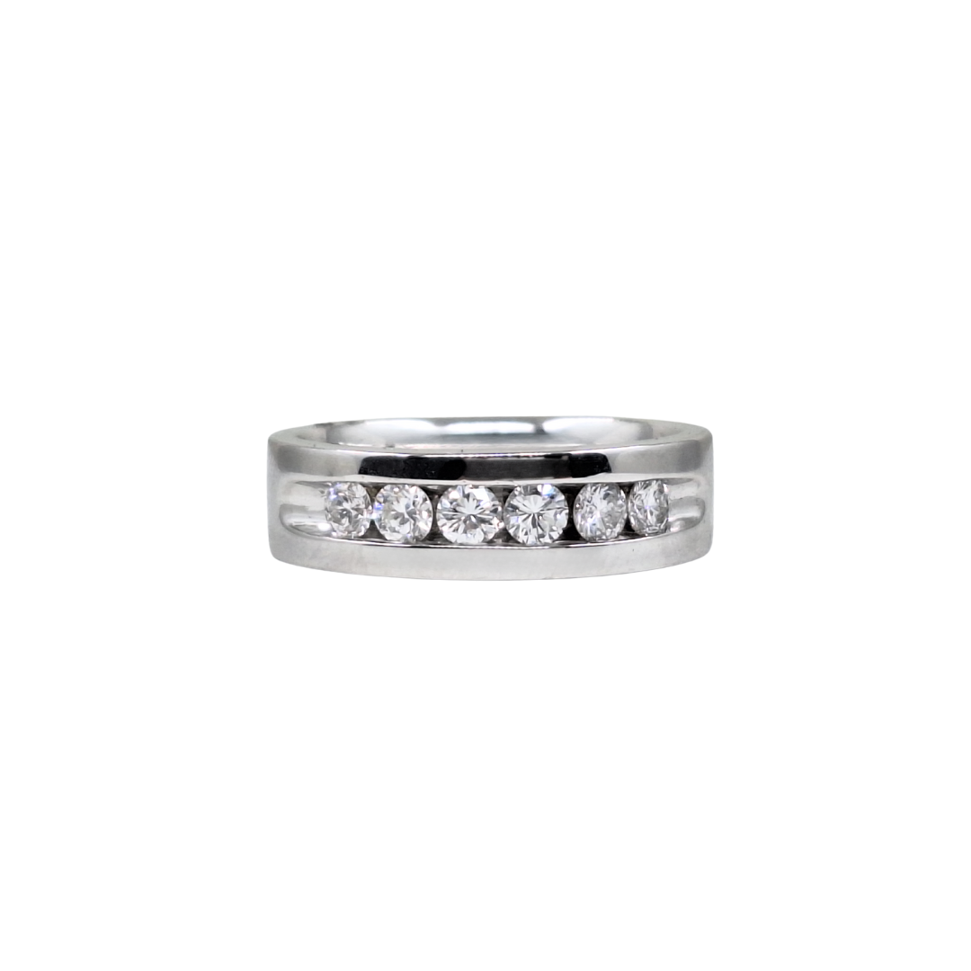 14ct White Gold Six Stone Diamond Band Ring