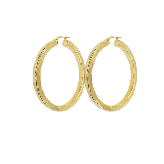 9ct Yellow Gold Twist Hoop Creole Earrings