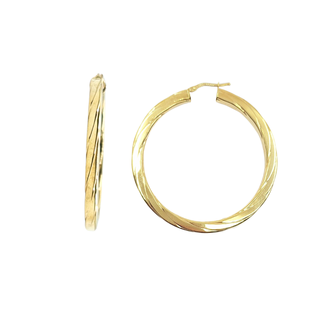 9ct Yellow Gold Twist Hoop Creole Earrings