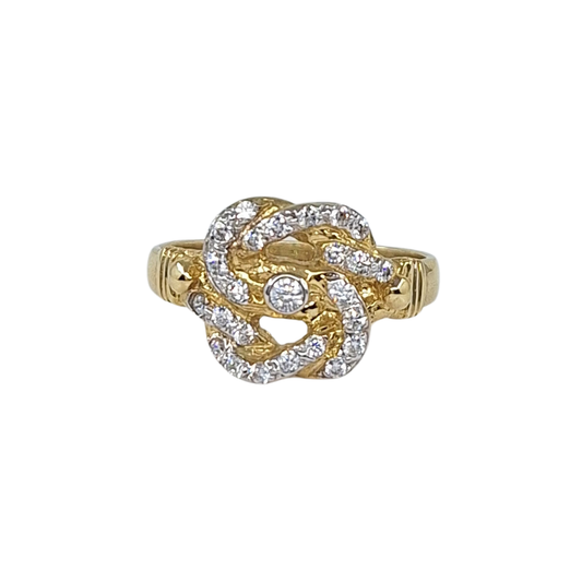 9ct Yellow Gold CZ Knot Ring