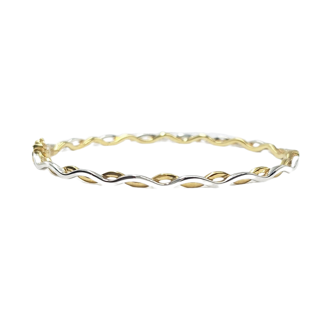 9ct Yellow & White Gold Hinged Bangle