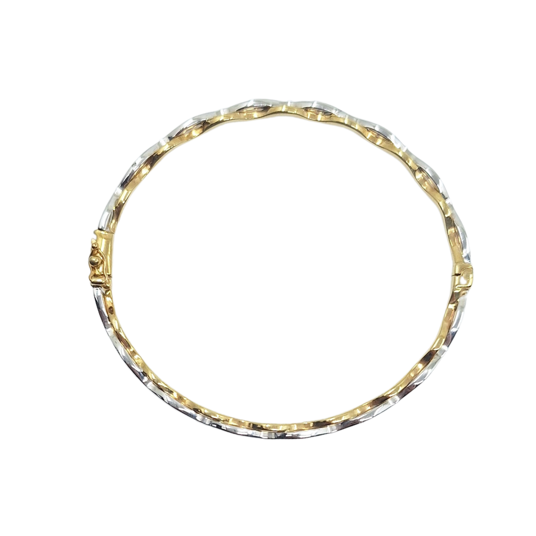 9ct Yellow & White Gold Hinged Bangle