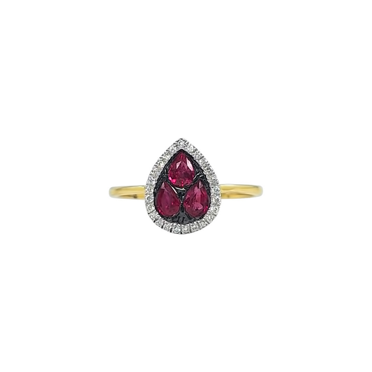 18ct Yellow Gold Ruby & Diamond Ring