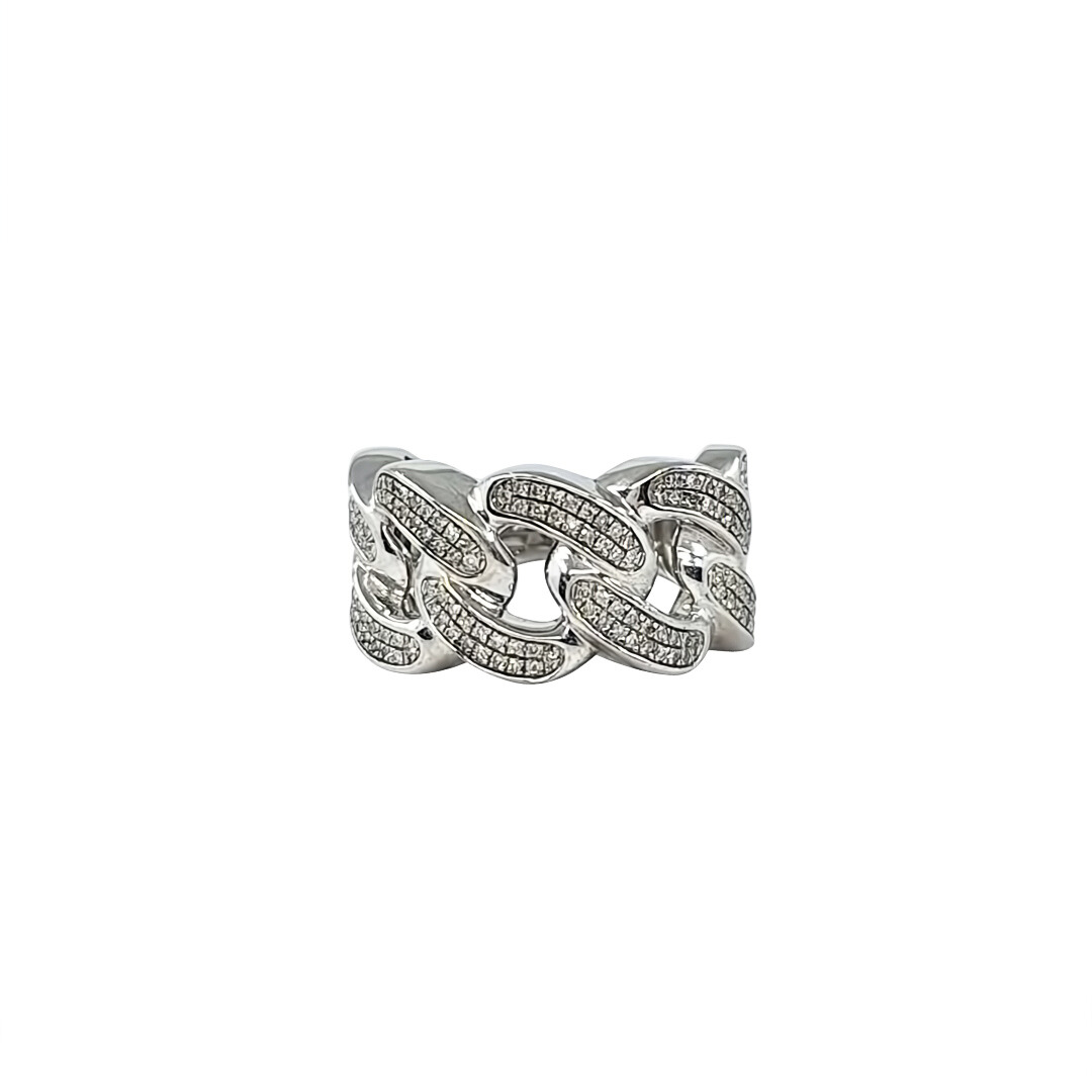 9ct White Gold Diamond Curb Link Ring