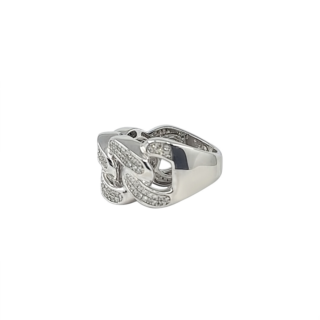 9ct White Gold Diamond Curb Link Ring