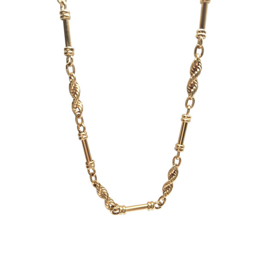 9ct Yellow Gold Rope Bar Chain 28"