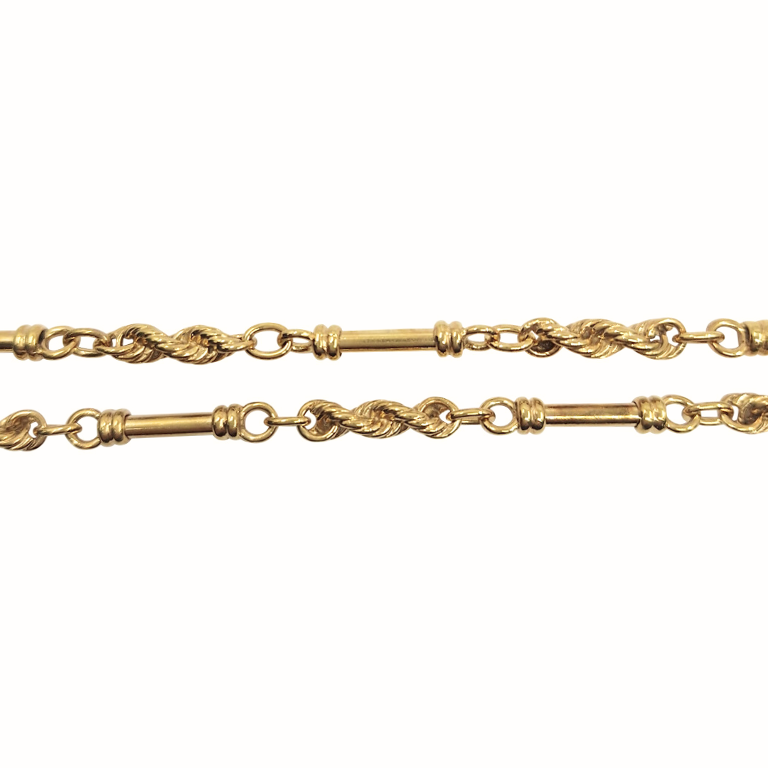 9ct Yellow Gold Rope Bar Chain 28"