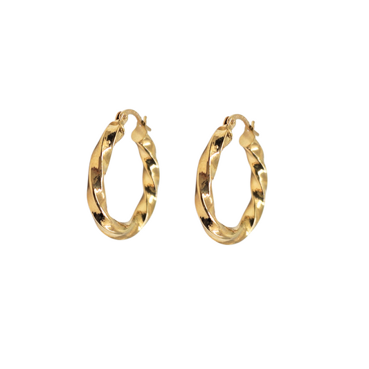 9ct Yellow Gold Twist Creole Earrings